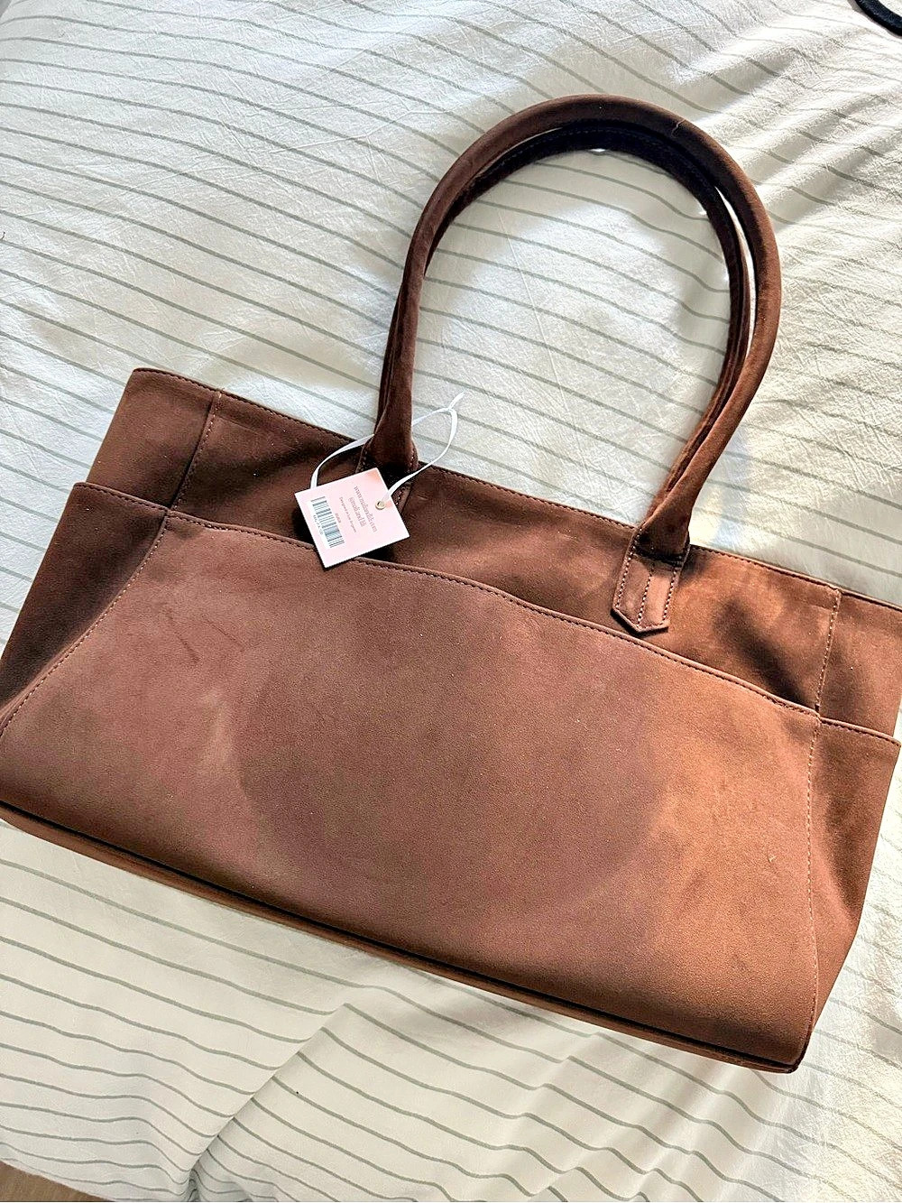 Mali + Lili Faux Suede Tote Bag Brown BNWT